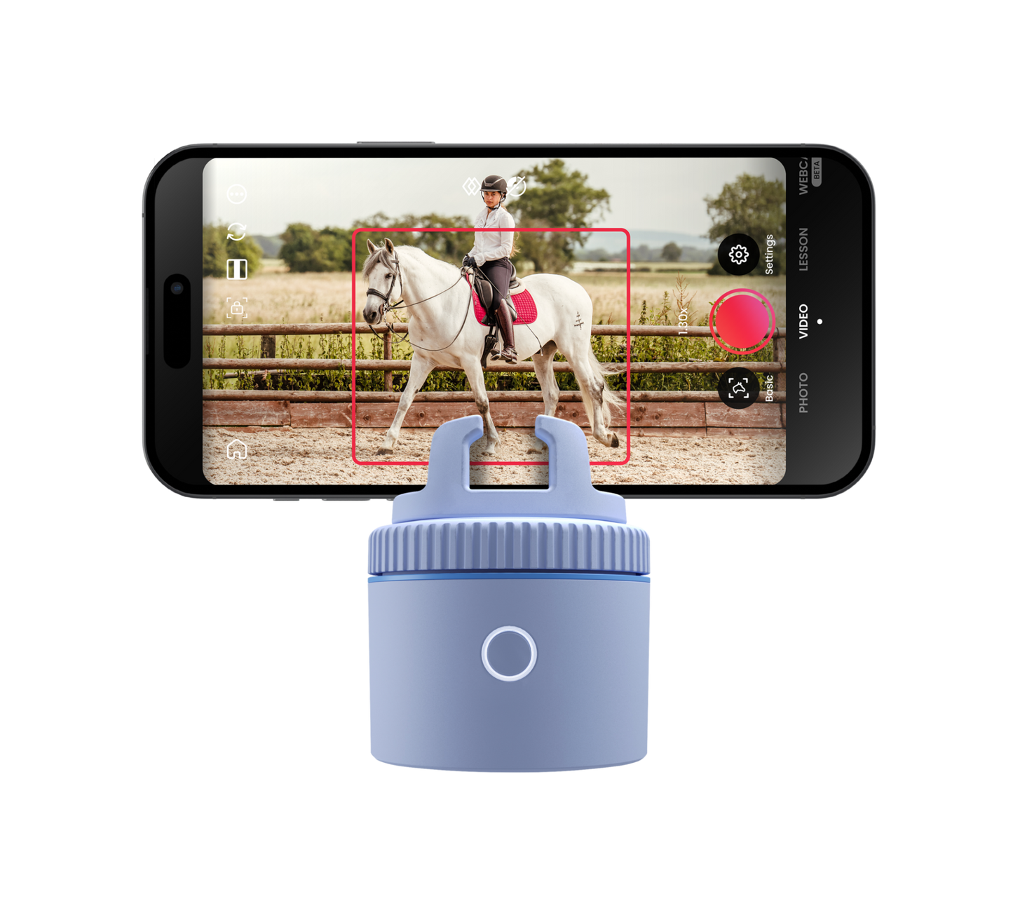Smartphone showing horse tracking with Pivo Equestrian Lite Pack device.