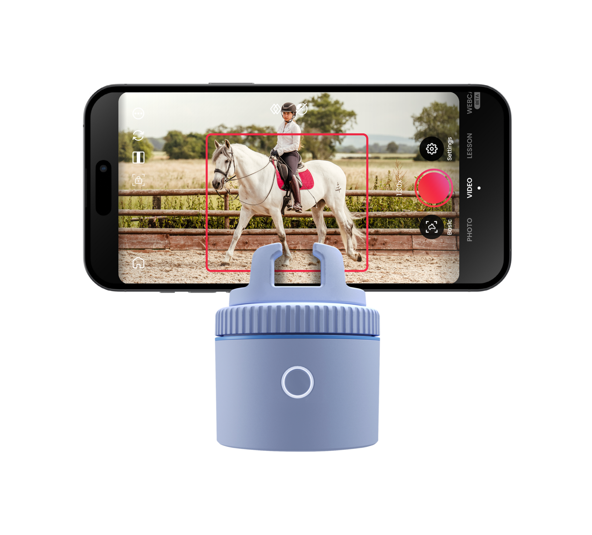 Smartphone showing horse tracking with Pivo Equestrian Lite Pack device.